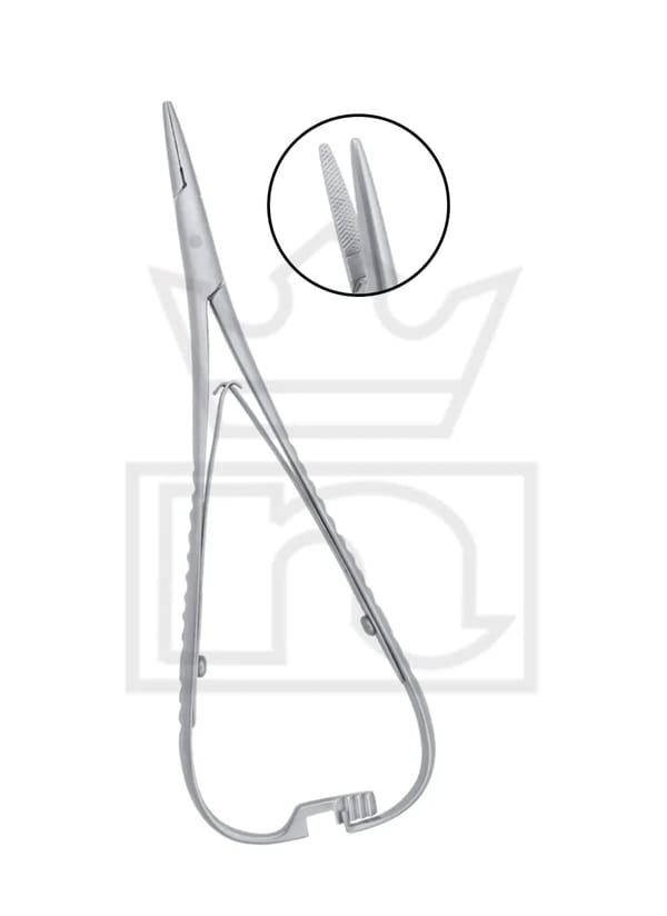 Mathieu Needle holder 14cm offset ratches, Double action spring light pattren 115-0554