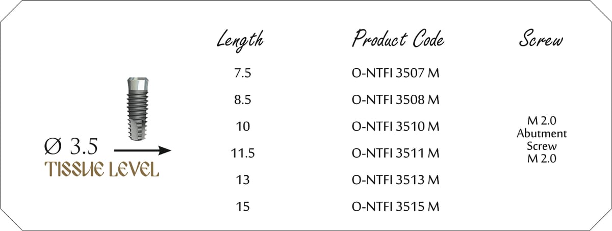 Implant Nta Tissue Level – NTA IMPLANT TICARET VE SAN.LTD.STI., Implantology