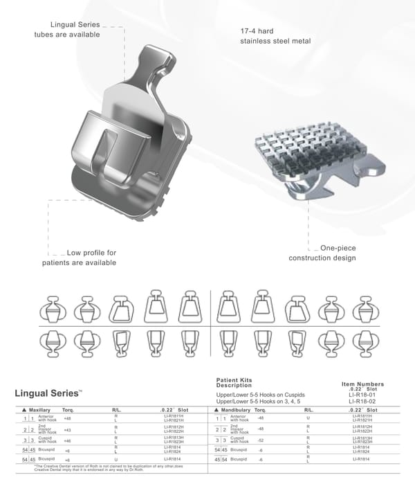 Lingual Series METAL BRACKET
