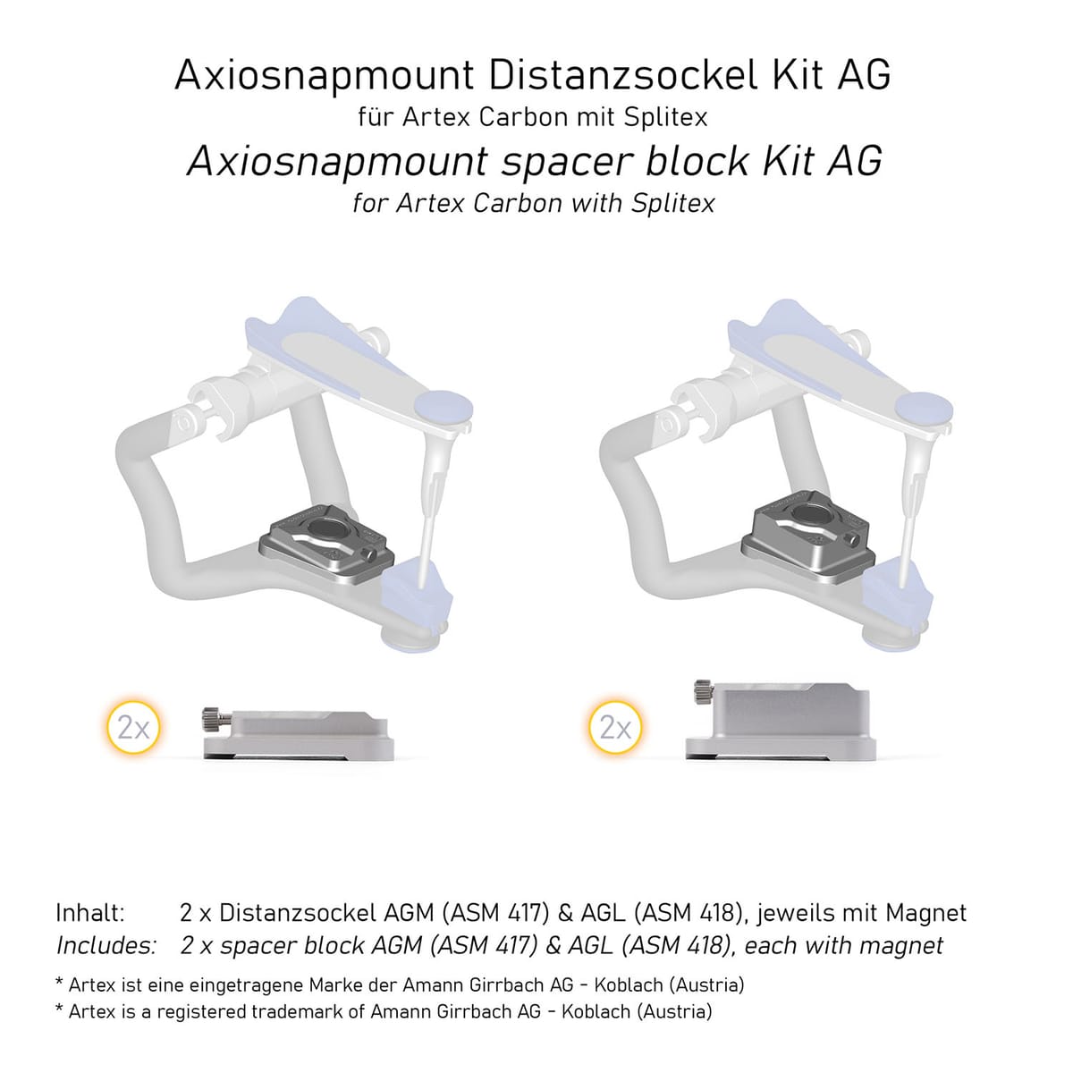 Distanzsockel Kit AG – für Artex Carbon mit Splitex – SAM