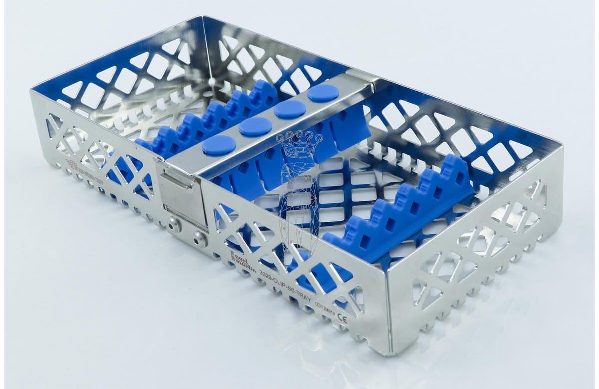 Steri-Wash-Tray 190x90x34mm 6 Instr. - Silikone hellbblau – Carl Martin, Trays, Sterilization Containers and Accessories