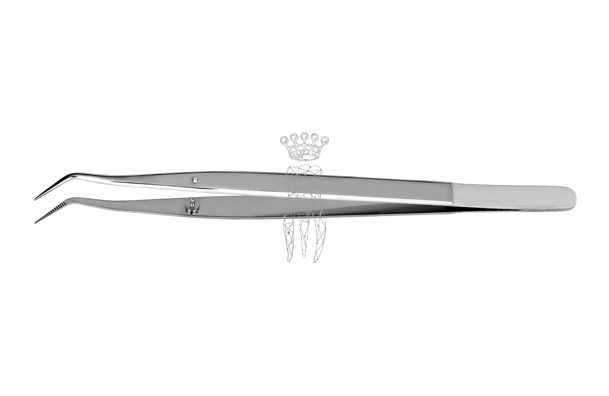 Pinzette Meriam 15 cm feine Spitzen gerieft, mit Stopstift, matt – Carl Martin, Pinzetten