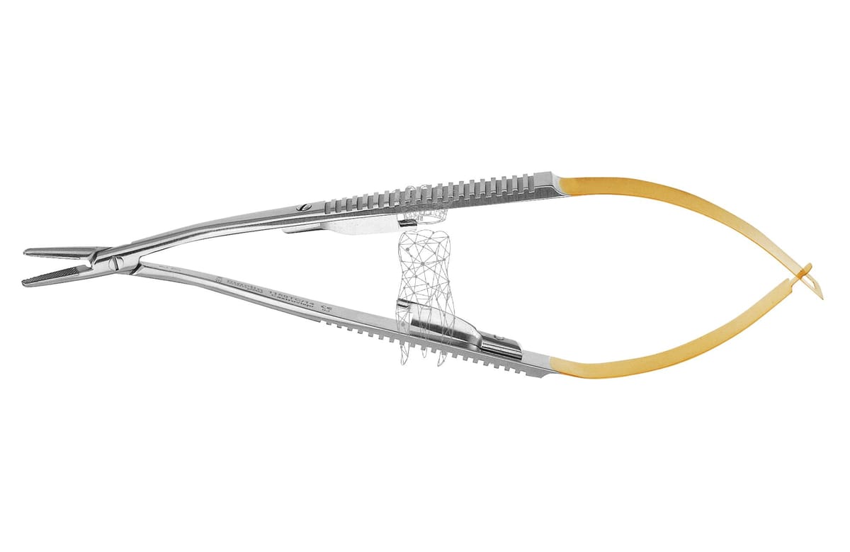 Nadelhalter Castroviejo gebogen 18cm TC – Carl Martin, Accessories for Suture Materials