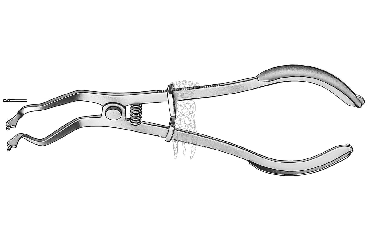 Kofferdamklammerzange Ivory matt gedrehter Griff – Carl Martin, Rubber Dam Forceps / Rubber Dam Punches