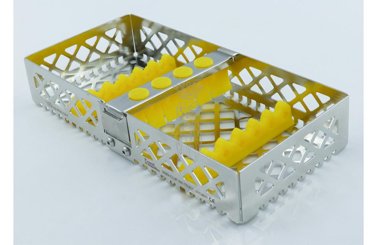 Steri-Wash-Tray 190x90x34mm 6 Instrumente - Silikone gelb – Carl Martin, Trays, Sterilcontainer und Zubehör