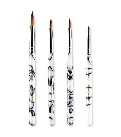 ER2IA – Dental Brush with Pure Kolinsky Resin Handle (White Handle Black Marble)