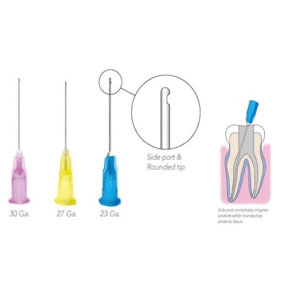 Embouts d'irrigation endodontique (crantage unilatéral, extrémité fermée, pointe arrondie, 1") – THOMSEN DENTAL PTY LTD, Syringes