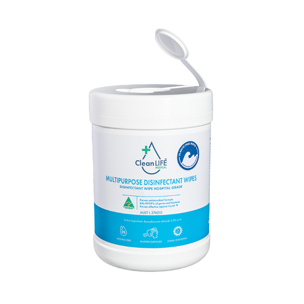 Lingettes Désinfectantes et Détergentes Multiusages CleanLIFE - Boîte distributrice