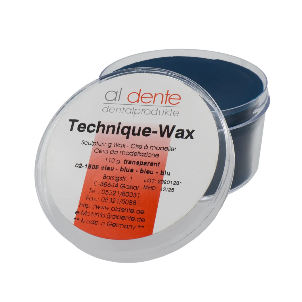 Technique Wax - Cire à sculpter universelle bleue transparente, 110 g – al dente Dentalprodukte, Waxes