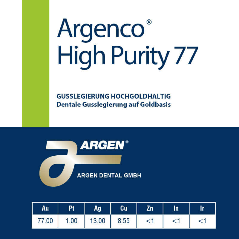 Argenco High Purity 77 – ARGEN Dental, Alloys & Alloy Accessories