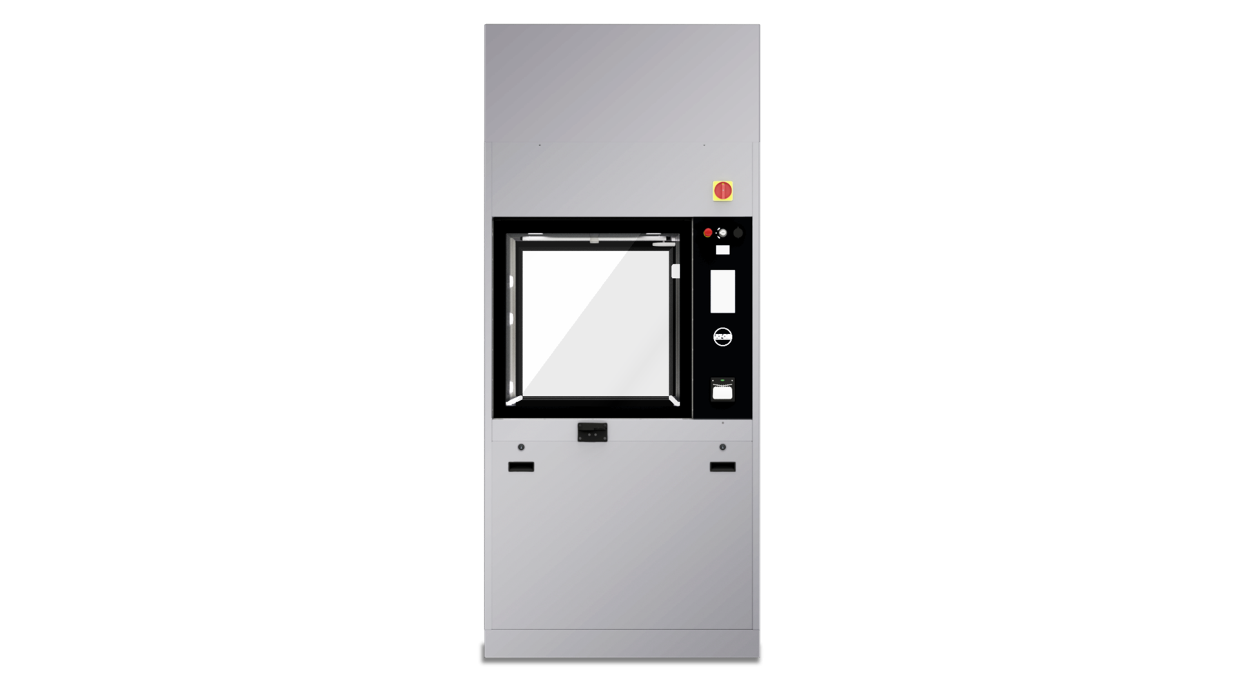 Laveur-désinfecteur à double porte automatique en verre, séchage et trois chaudières