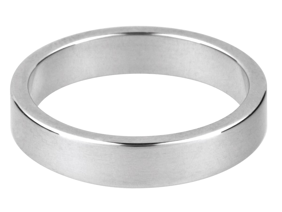 Platinum Flat Wedding Ring 5.0mm, Size W, 10.8g Heavy Weight, Hallmarked, Wall Thickness 1.44mm – Cooksongold