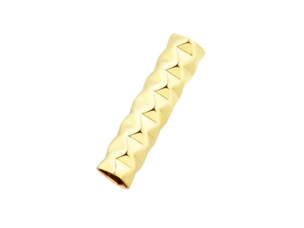 Gold Filled Round Tube Hammered Straight Spacer 15mm Pack of 5