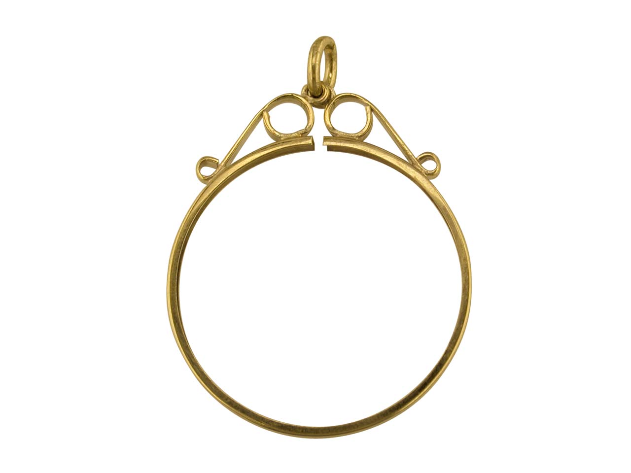 9ct Yellow Gold Full Sov/1/4 Krug Scroll Top Pendant Mount