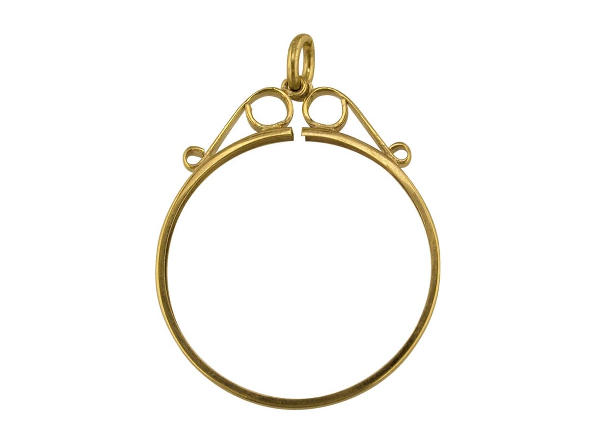 9ct Yellow Gold Full Sov/1/4 Krug Scroll Top Pendant Mount – Cooksongold