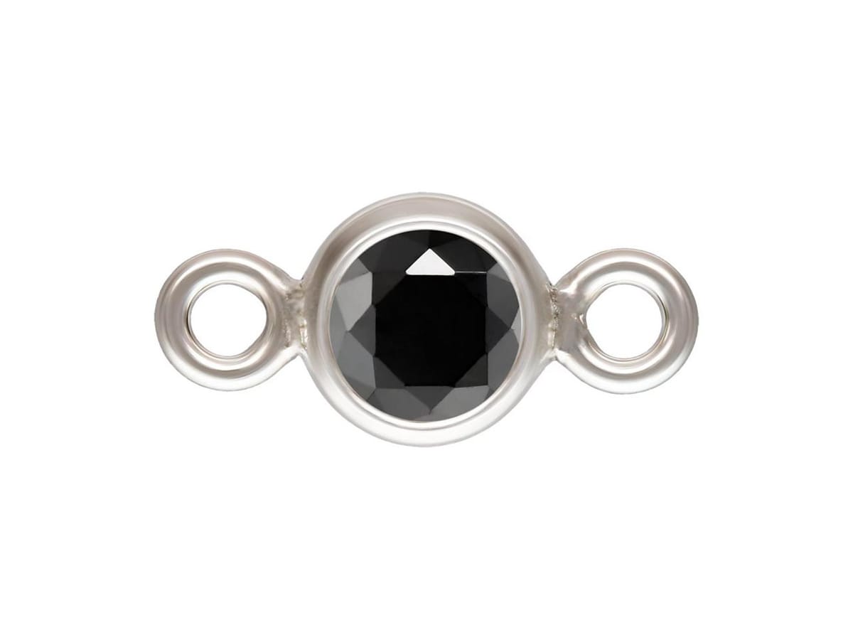 Sterling Silver Cubic Zirconia Bezel Connector Black 3mm – Cooksongold