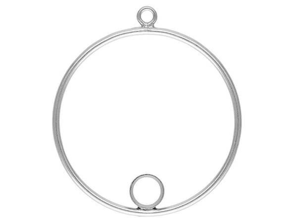 Sterling Silver Drop Round With 4mm Bezel Inside 25mm