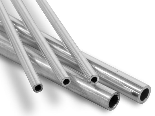 Sterling Silver Tube, Ref 4, Outside Diameter 3.5mm, Inside Diameter 2.6mm, 0.45mm Wall Thickness, 100% Recycled Silver