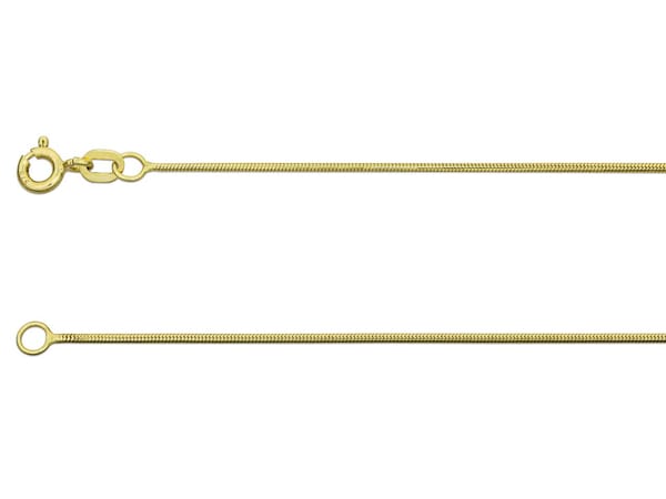 9ct Yellow Gold 0.9mm Round Snake Chain 18"/45cm Hallmarked