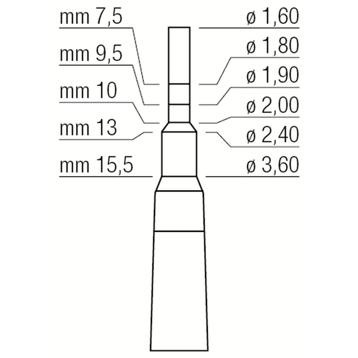 OSTEOTOME mm1.6/mm3.6 414110 – Coricama srl, System-Independent Instruments and Accessories