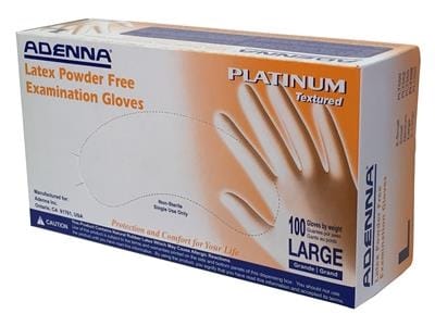 Adenna Platinum Texture PF Latex Gloves X-Small 100/Box PLT550