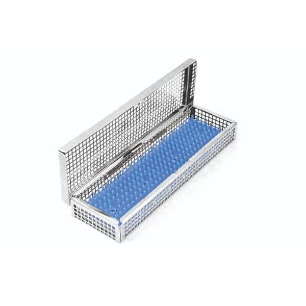 dental basket, 240 x 76 x 30 mm with lid and silicone mat 88.378.40K