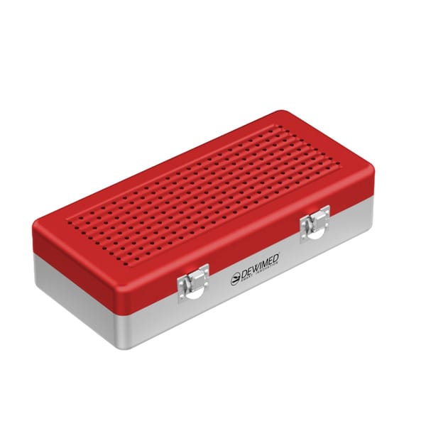 container implant model, 300 x 150 x 75 mm red non-perforated bottom and perforated lid 88.501.10