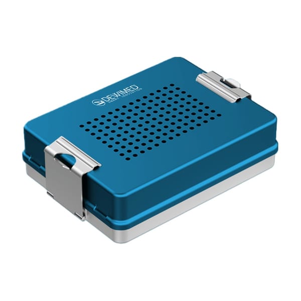 container mini implant, 200 x 147 x 57 mm blue perforated bottom and perforated lid 88.522.00