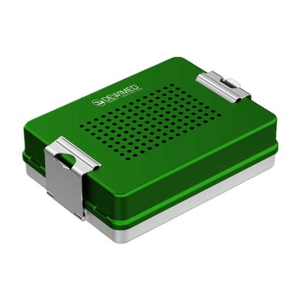 container mini implant, 200 x 147 x 57 mm green perforated bottom and perforated lid 88.522.19
