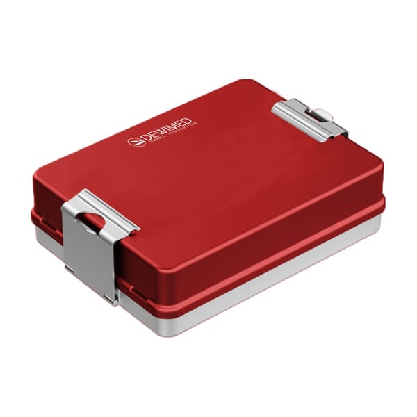 container mini implant, 200 x 147 x 57 mm red non-perforated bottom and non-perforated lid 88.523.19