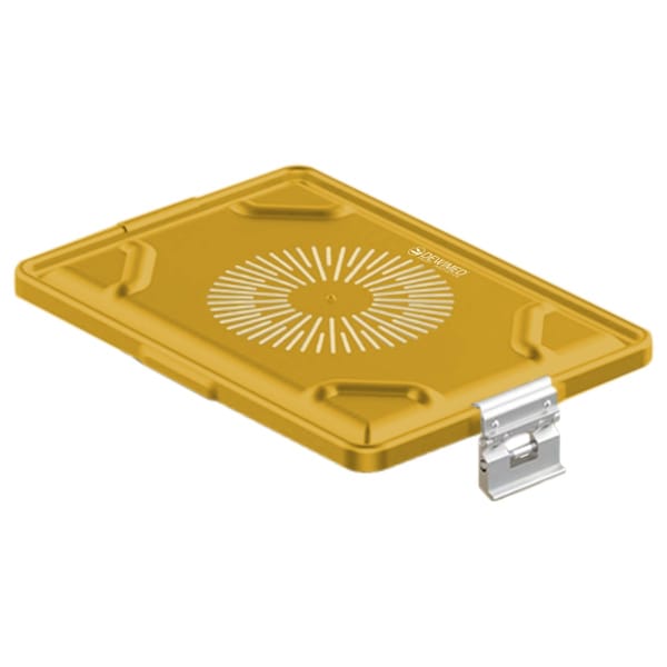 container lid yellow, 365 x 255 mm large dental model perforated 88.616.81