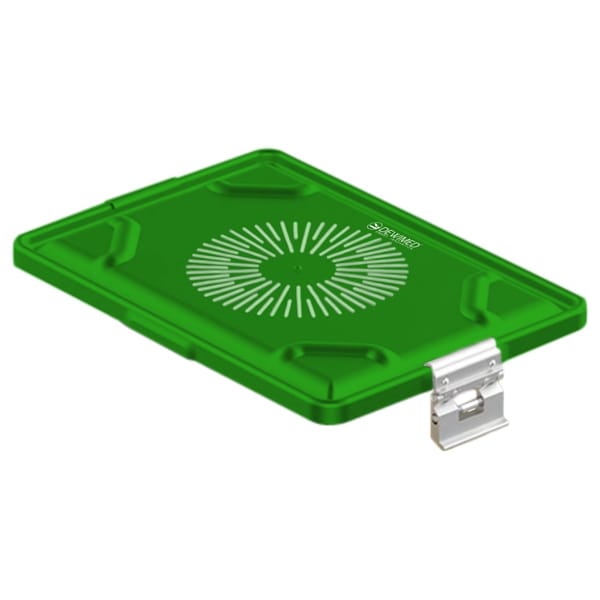 container lid green, 365 x 255 mm large dental model perforated 88.616.82