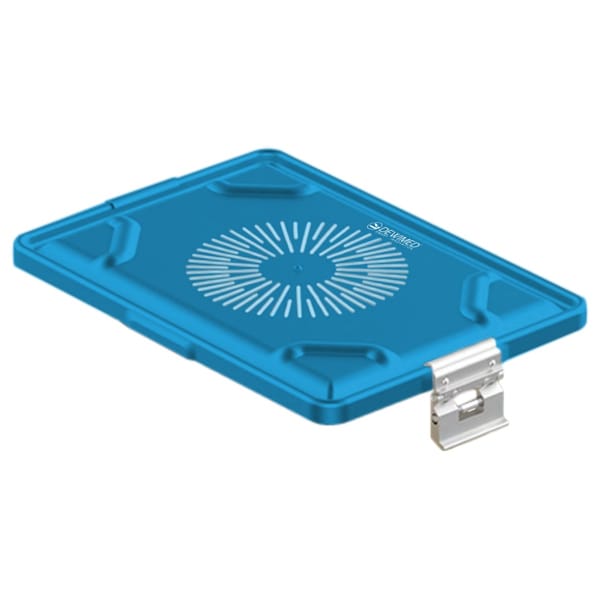 container lid blue, 365 x 255 mm large dental model perforated 88.616.83