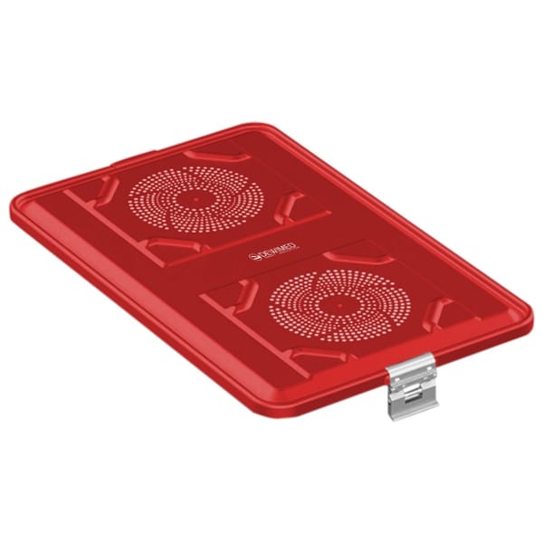 container lid red, 583 x 370 mm extra large size standard plus model perforated 88.633.30
