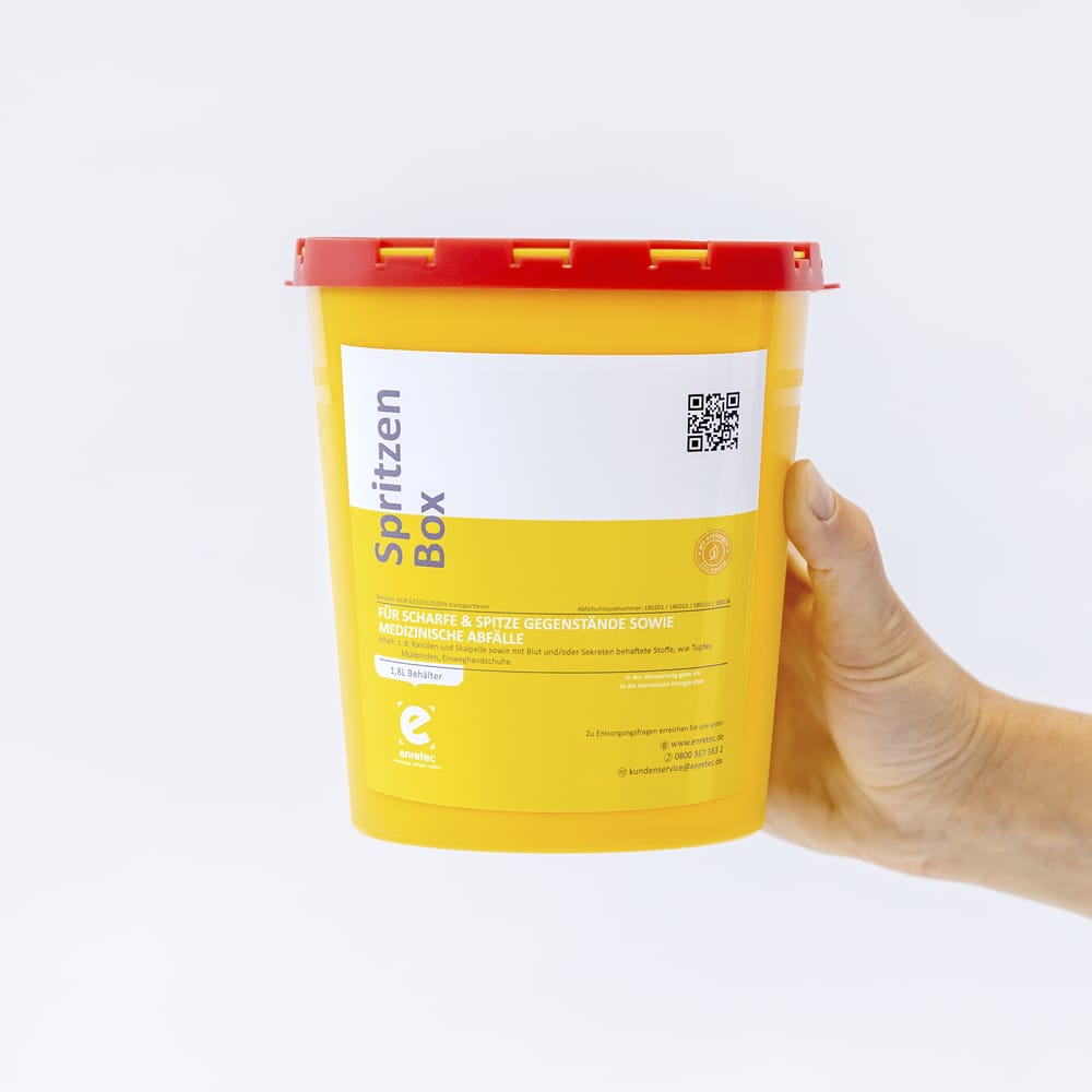 Spritzen & Kanülen entsorgen – bis 2,0 L – enretec, Abfallbehälter