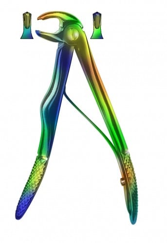 HSA 355-06 Kinderzahnzange nach Klein, engl. Form UK, Molaren, koloriert – Karl Hammacher, Pediatric Extraction Forceps