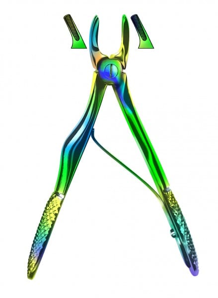 HSA 351-02 Kinderzahnzange nach Klein, engl. Form OK, Prämolaren, koloriert – Karl Hammacher, Pediatric Extraction Forceps