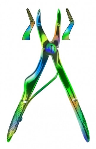 Kinderzahnzange nach Klein, engl. Form OK, Wurzeln, koloriert – Karl Hammacher, Pediatric Extraction Forceps