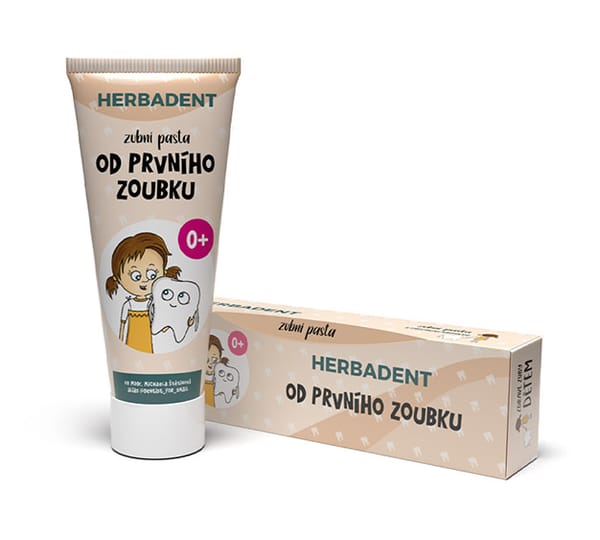 HERBADENT & MDDr. Štětinová Zubní pasta od prvního zoubku, broskev, 75 g