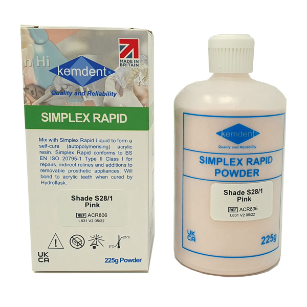 Simplex Rapid Powder – Associated Dental Products Limited Kemdent, Acrylic Resins