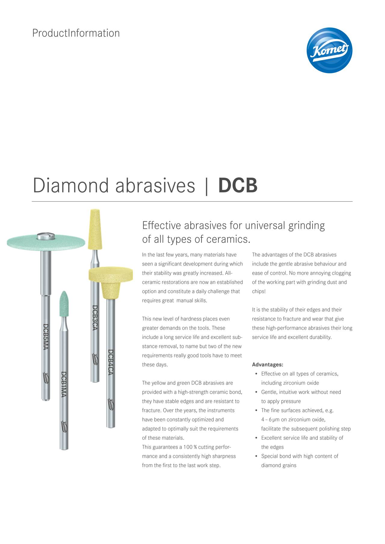PI | DCB Diamond abrasive – Komet Dental, Diamond Burs