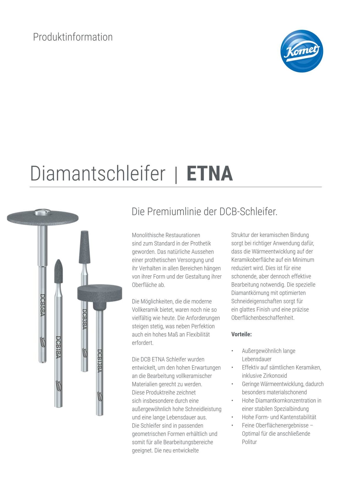 PI | Diamantschleifer ETNA – Komet Dental, Laboratory Rotary Instruments