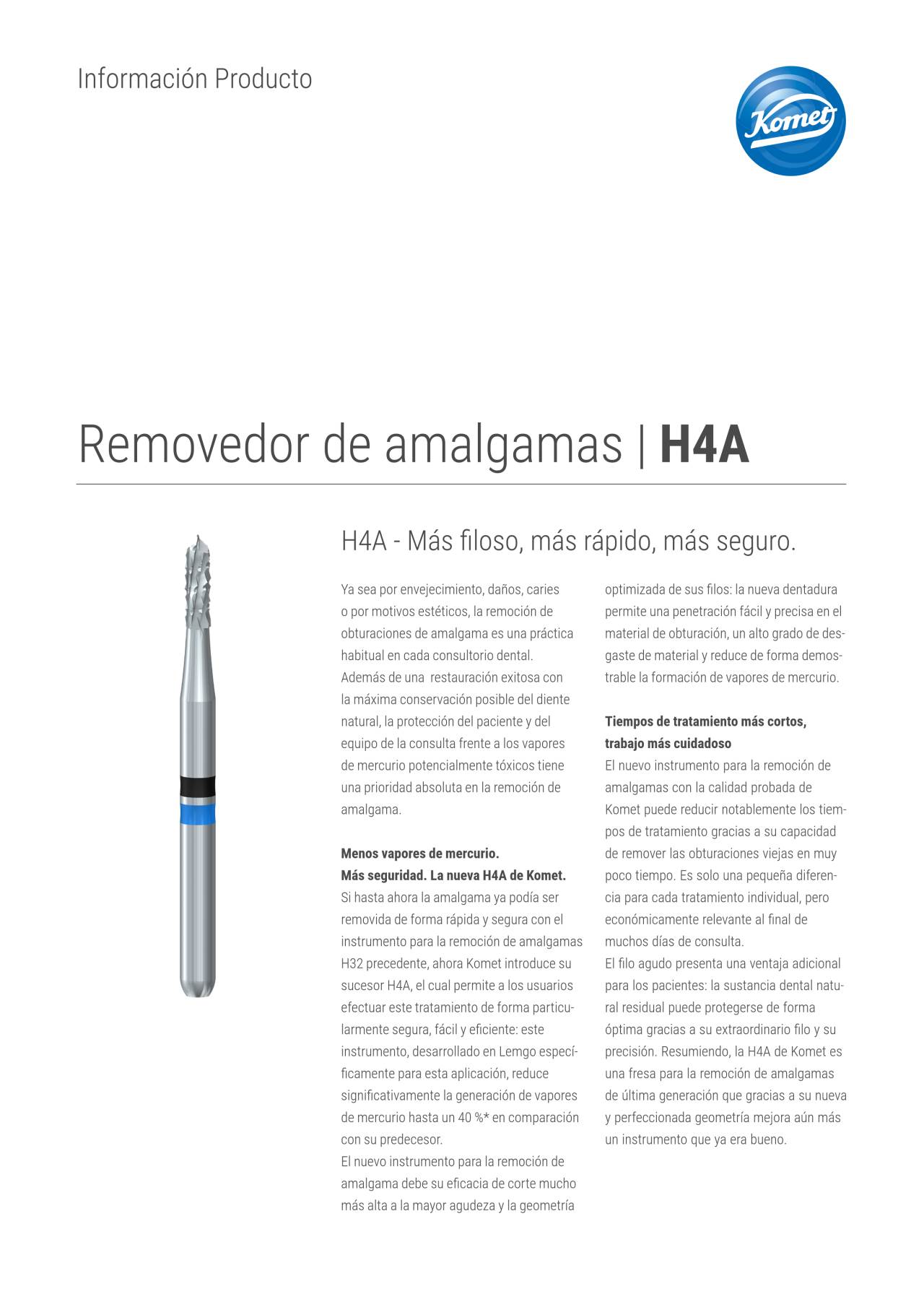 Información Producto | H4A – Komet Dental, Carbide Burs