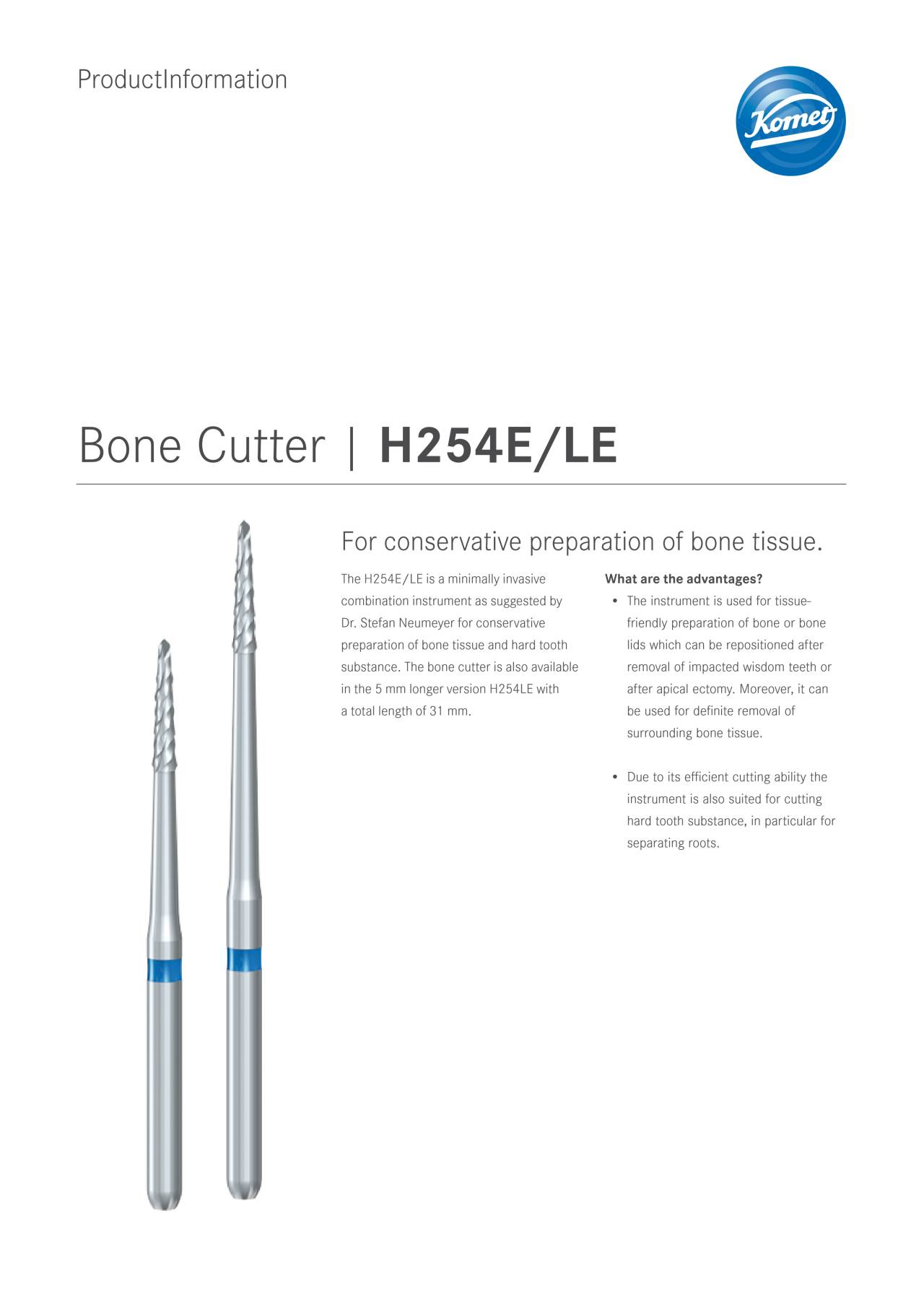 PI | H254E/LE – Komet Dental, Bone Rongeurs & Chisels