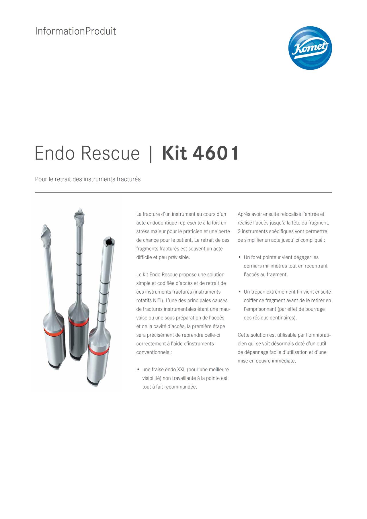 Information Produit | Endo Rescue Kit 4601 – Komet Dental, Endodontic Accessories