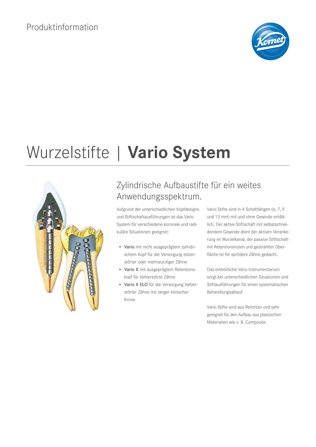 PI | Vario System – Komet Dental, Post Systems