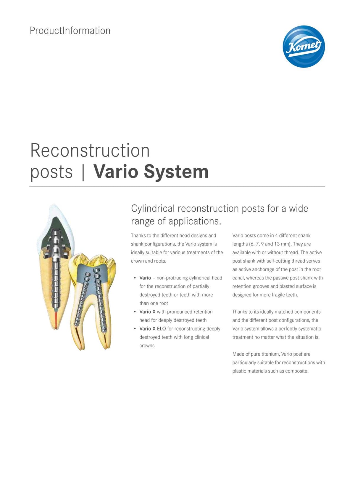 PI | Vario System – Komet Dental, Post Systems