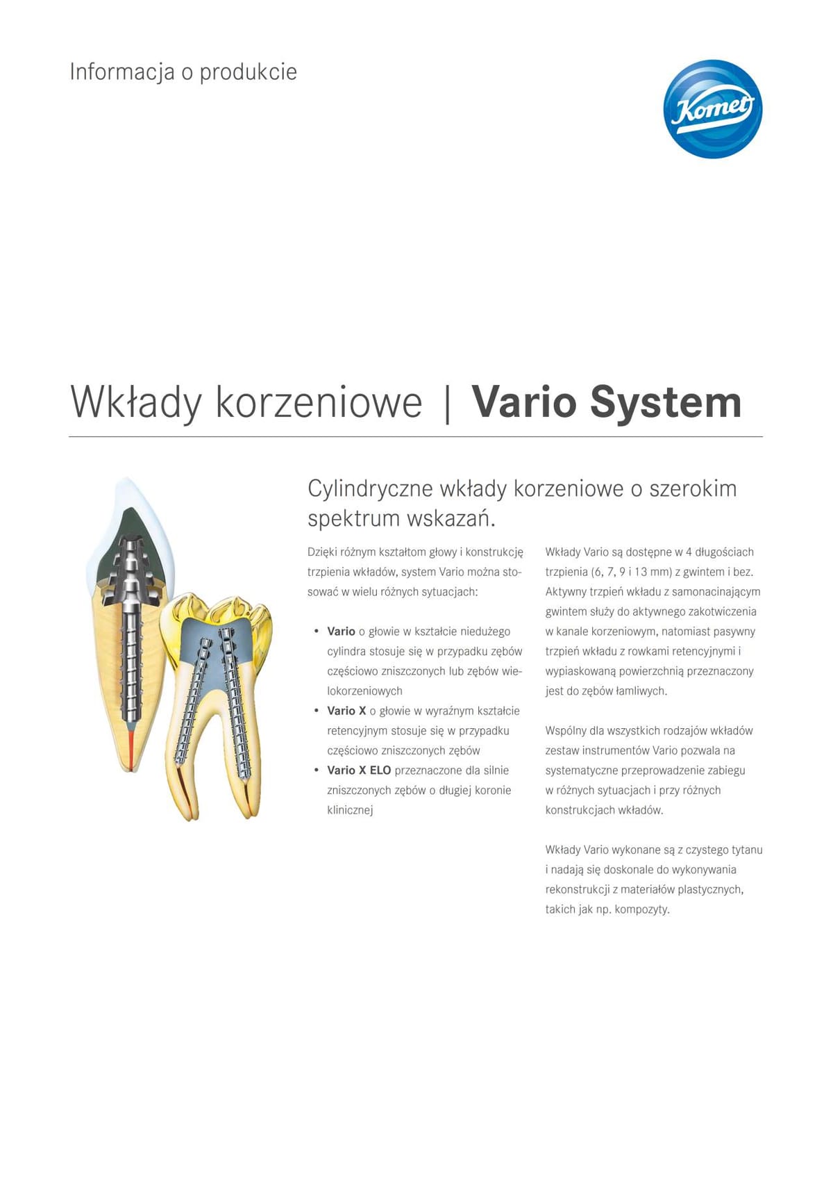 PI | Vario System – Komet Dental, Post Systems