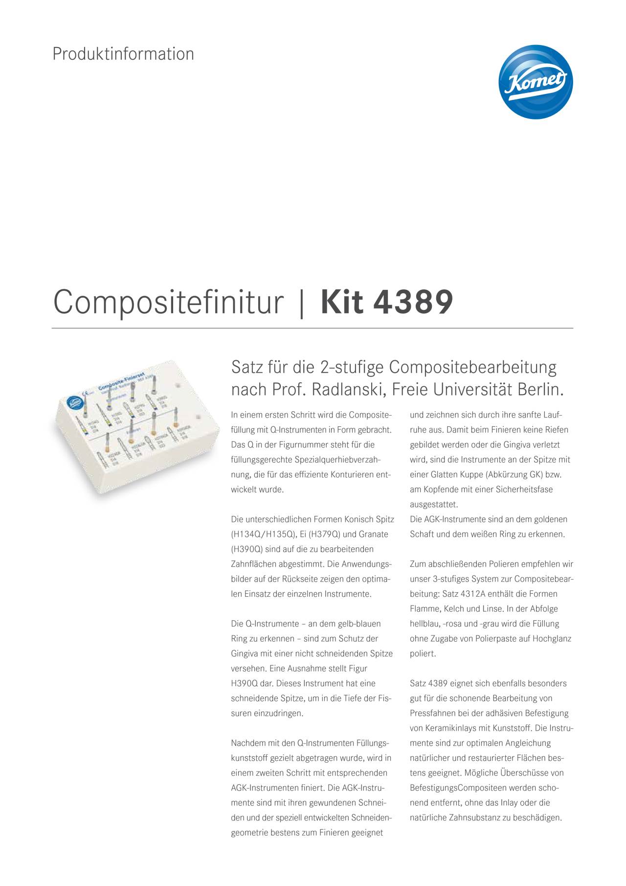 PI | Kit 4389 Compositefinitur – Komet Dental, Finishing Kits