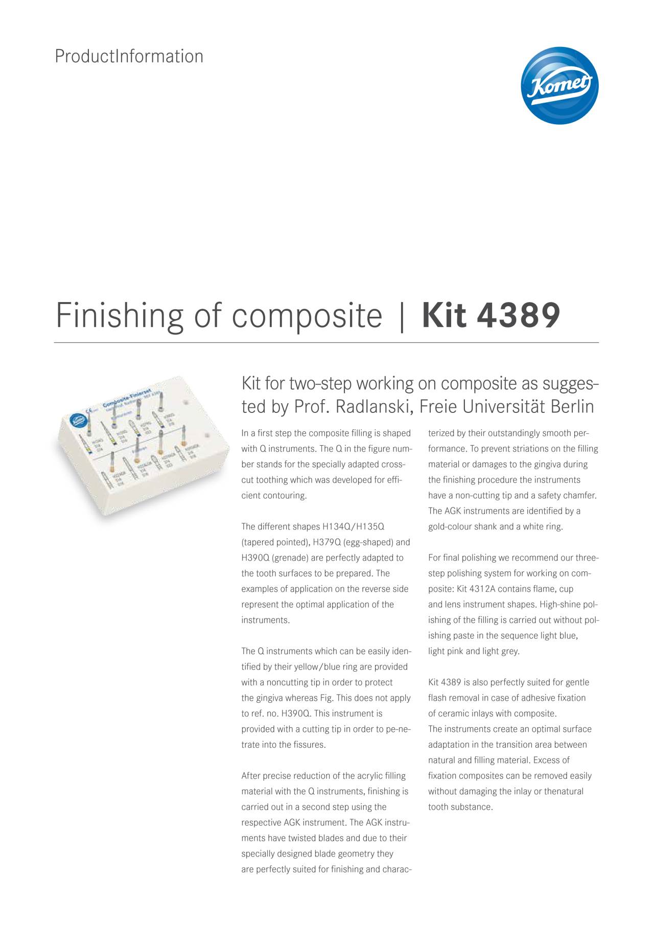 PI | Kit 4389 – Komet Dental, Finishing Kits